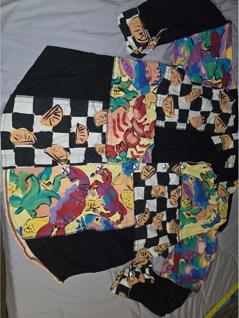 Vintage 80's SILKSCAPES Handpainted Artwork Sea Animals Patchwork Jacket -Medium